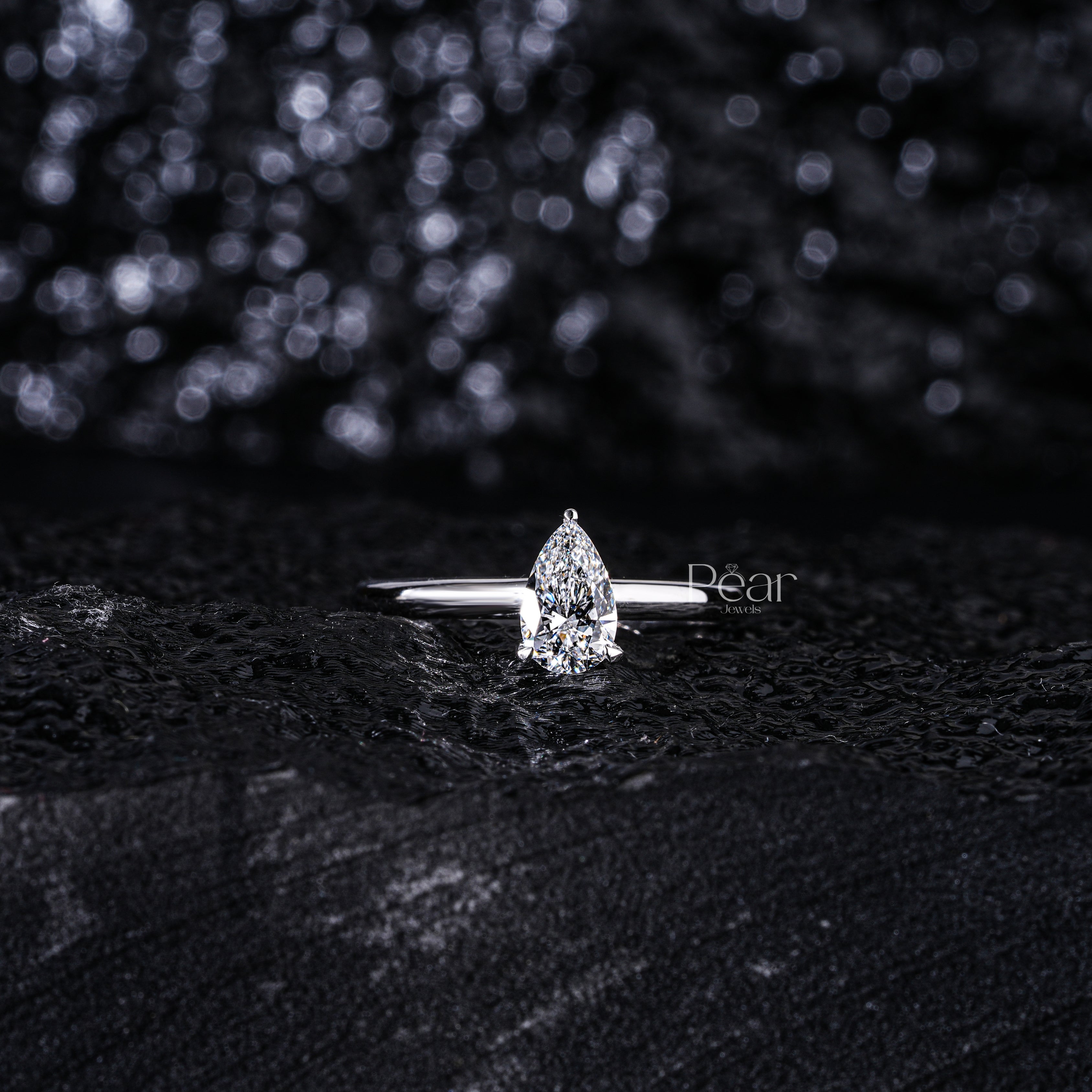 0.6Ct Pear Labgrown Diamond Solitaire Engagement Ring - Pear Jewels